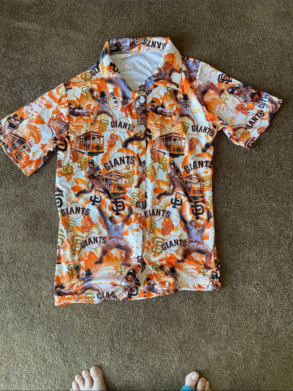 Orange Short-Sleeve Button-Up Shirt